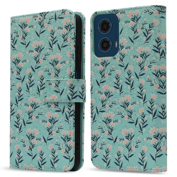 imoshion Design Bookcase Motorola Moto G34 - Blue Flowers