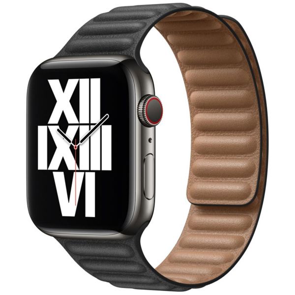 Apple Leather Link Apple Watch Series 1-10 / SE / Ultra (2) - 42/44/45/46/49 mm - Maat M/L - Black