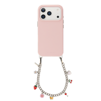Selencia Rivièra MagSafe Backcover met afneembare haakjes voor de Apple iPhone 17 Pro Max - Sorbet Pink + Chain Charm - Silver