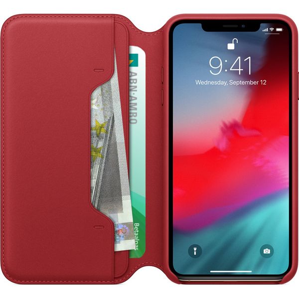 Apple Leather Folio Bookcase iPhone Xs Max - Red