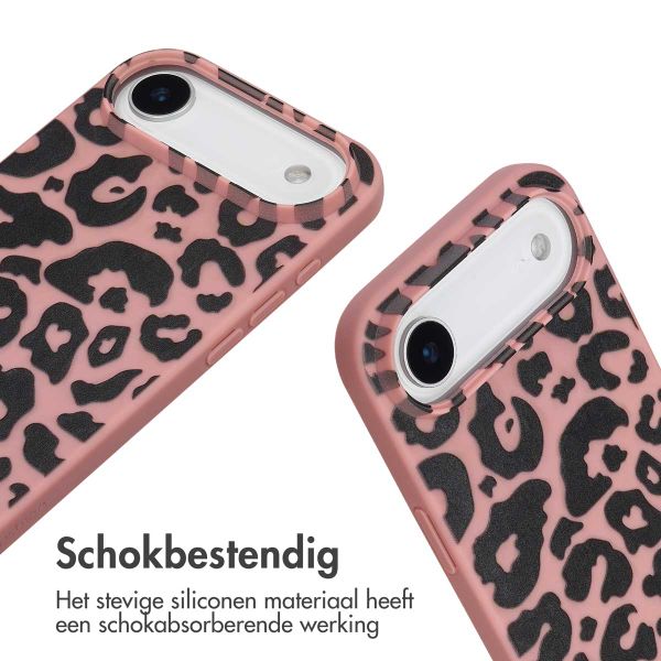 imoshion Siliconen design hoesje met koord Apple iPhone Air - Animal Pink