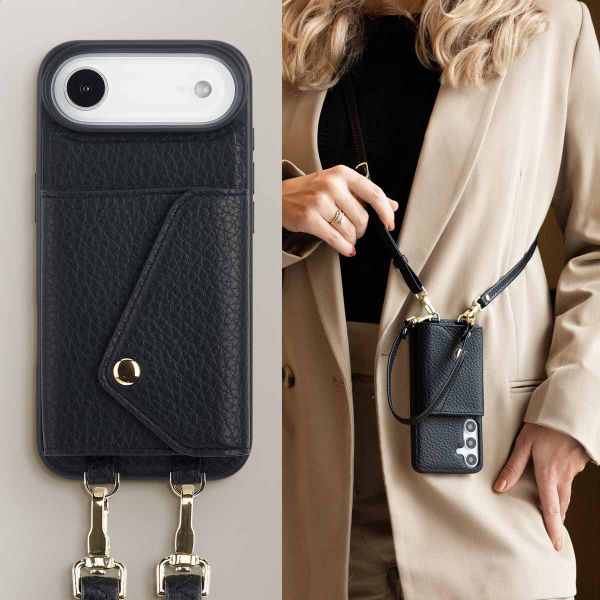 Selencia Sera Phone Case with Cord and Envelope Card Holder Apple iPhone Air - Black