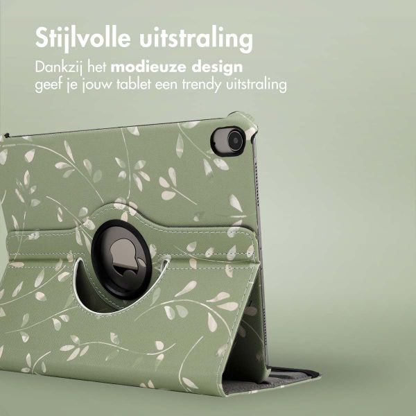 imoshion 360° Draaibare Design Bookcase Apple iPad Air 5 (2022) / Air 4 (2020) - Green Flowers