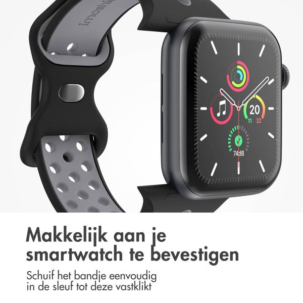 imoshion Sport⁺ bandje Apple Watch Series 1 t/m 9 / SE (38/40/41 mm) | Series 10 / 11 (42 mm) - Maat M/L - Black & Anthracite