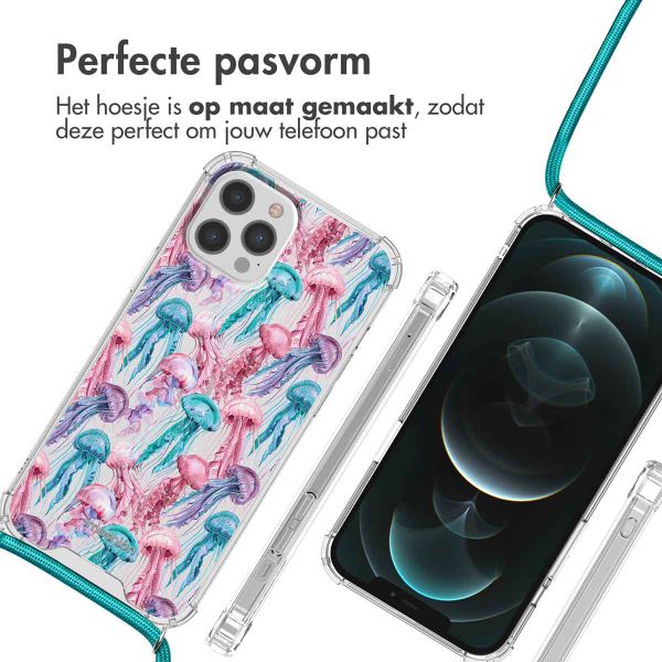 imoshion Design hoesje met koord Apple iPhone 12 (Pro) - Jellyfish Watercolor
