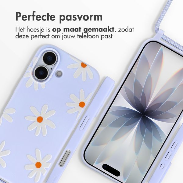 imoshion Siliconen design hoesje met koord Apple iPhone 17 - Lila Flower Distance