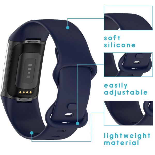 imoshion Siliconen bandje Fitbit Charge 5 / Charge 6 - Maat L - Donkerblauw