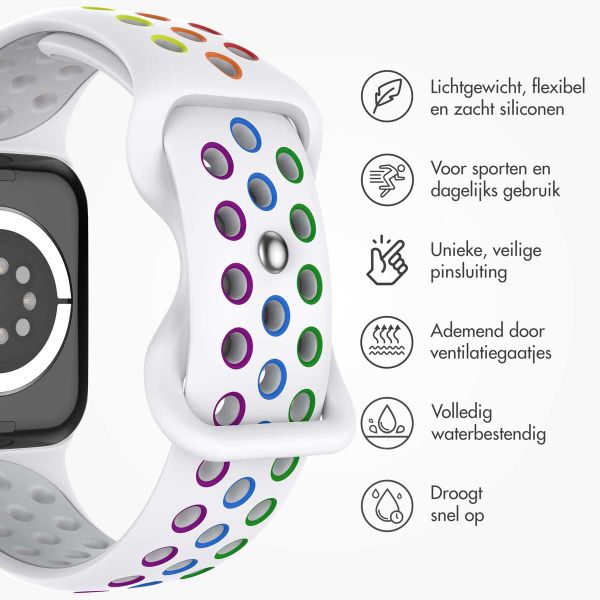 imoshion Sport⁺ bandje Apple Watch Series 1 t/m 11 / SE / Ultra (44/45/46/49 mm) - Maat M/L - White Rainbow