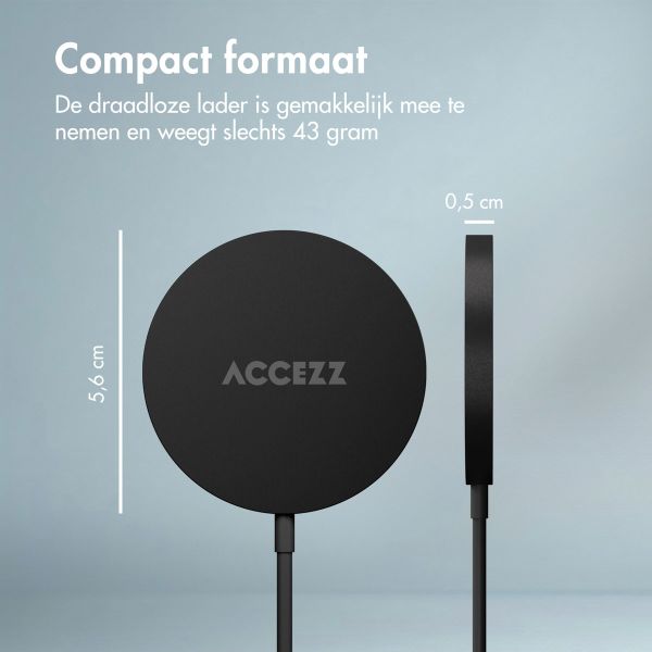 Accezz Wireless Charger USB-C - MagSafe Draadloze Oplader - 1 meter - Zwart
