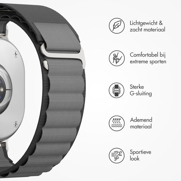 Accezz Nylon Alpine bandje Samsung Galaxy Watch 9 (40/44mm) / Watch 8 (40/44mm) / Classic (46mm) - Dark Grey