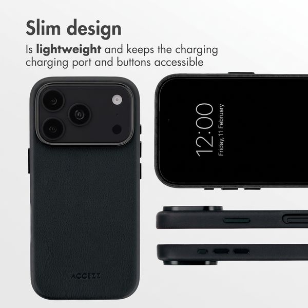 Accezz Leather Case with MagSafe Apple iPhone 18 Pro / 17 Pro - Onyx Black
