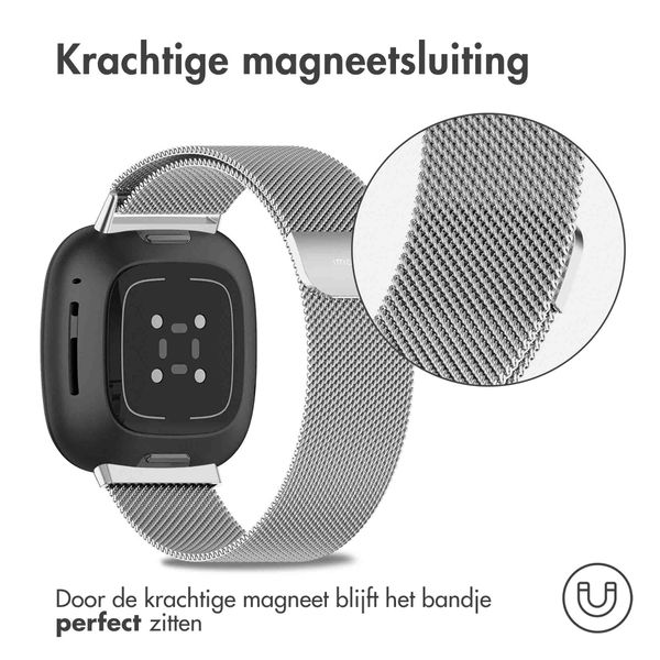 imoshion Milanees magnetisch bandje Fitbit Versa 3 - Maat S - Zilver