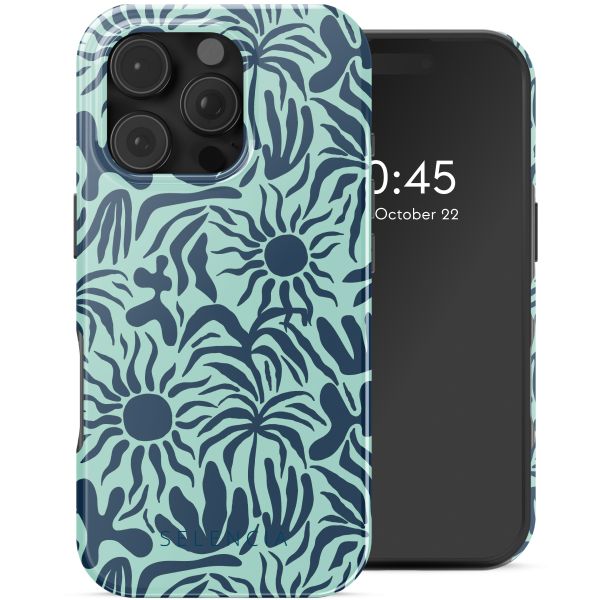 Selencia Vivid Tough Backcover met MagSafe Apple iPhone 16 Pro - Tropical Vibes Light Blue