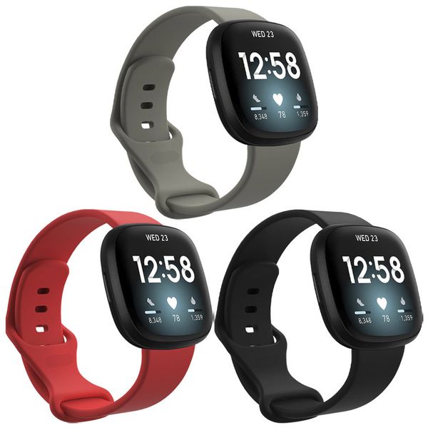 imoshion Siliconen bandje Multipack voor Fitbit Versa 4 / 3 / Sense (2) - Zwart / Grijs / Rood