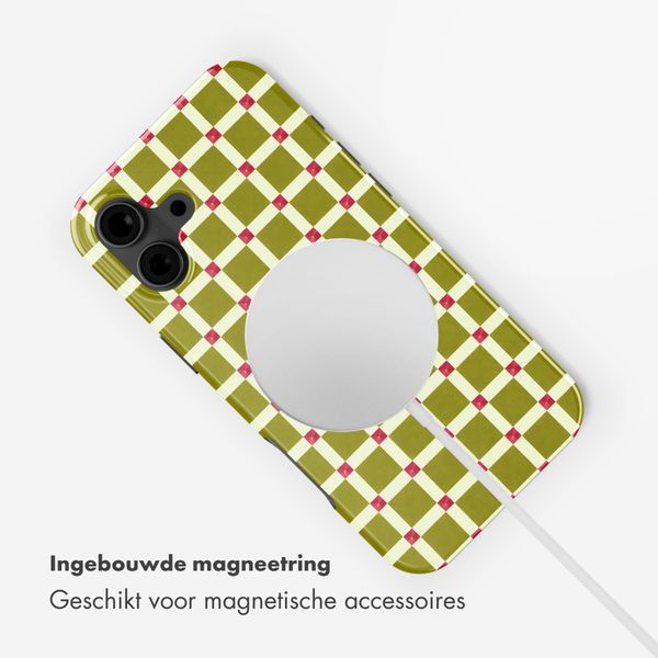 Selencia Vivid Backcover met MagSafe Apple iPhone 16 - Check This Olive