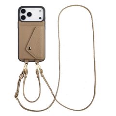 Selencia Sera Telefoonhoes met Koord en Envelop Pashouder Apple iPhone 18 Pro / 17 Pro - Taupe