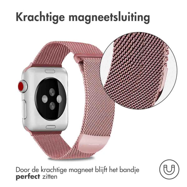 imoshion Milanees magnetisch bandje Apple Watch Series 1 - 9 / SE (38/40/41 mm) | Series 10 / 11 (42 mm) - Maat S - Roze