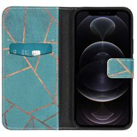 imoshion Design Softcase Bookcase iPhone 12 (Pro) - Blue Graphic