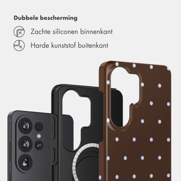 Selencia Vivid Backcover met MagSafe Samsung Galaxy S26 Ultra - Happy Dots Chocolate