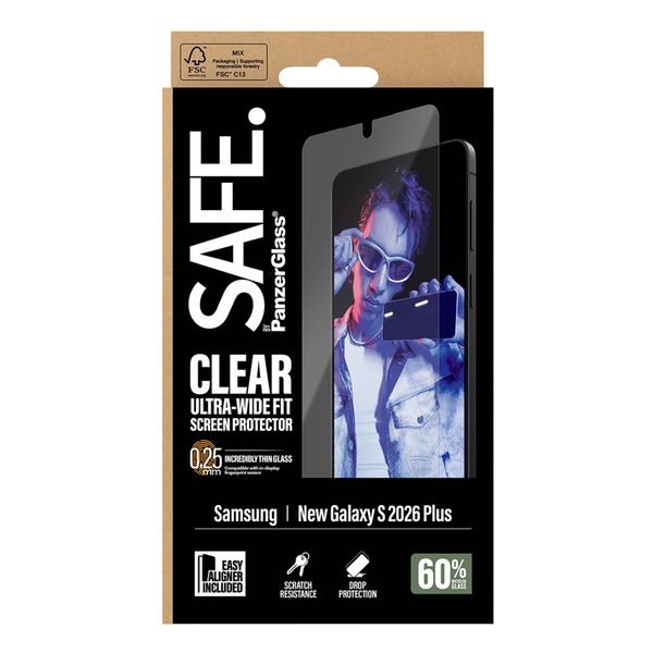 SAFE by PanzerGlass Ultra-Wide Fit Screenprotector incl. applicator Samsung Galaxy S26 Plus