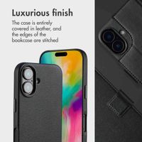 Accezz 2-in-1 Leather Bookcase with MagSafe Apple iPhone 16 - Onyx Black