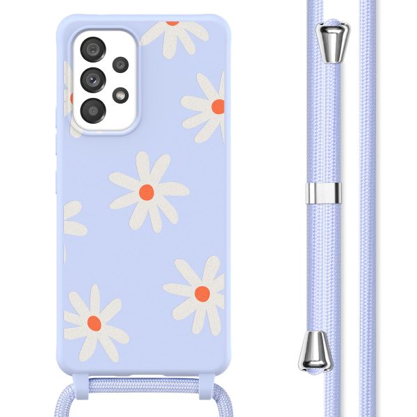 imoshion Siliconen design hoesje met koord Samsung Galaxy A53 - Lila Flower Distance