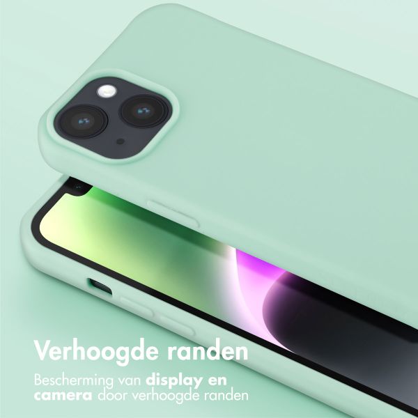 Selencia Siliconen hoesje met afneembaar koord Apple iPhone 14 - Turquoise