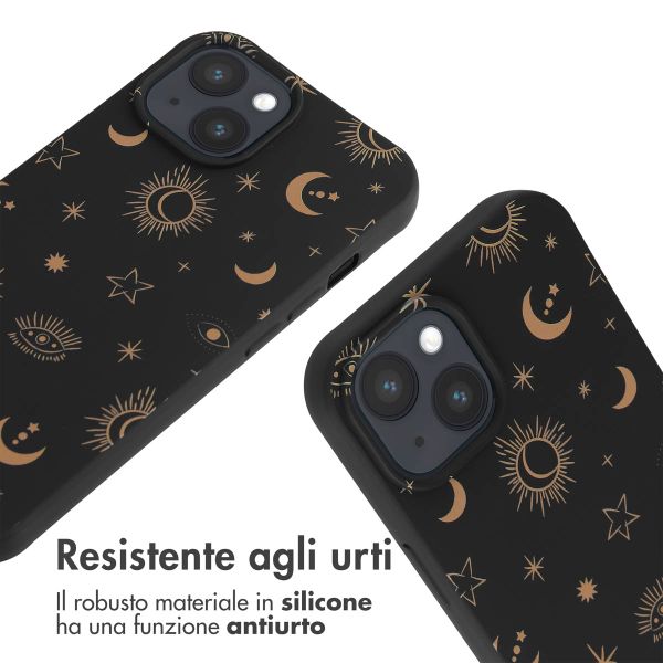 imoshion Siliconen design hoesje met koord Apple iPhone 15 - Sky Black