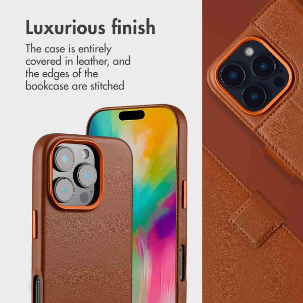 Accezz 2-in-1 Leather Bookcase with MagSafe Apple iPhone 16 Pro Max - Sienna Brown