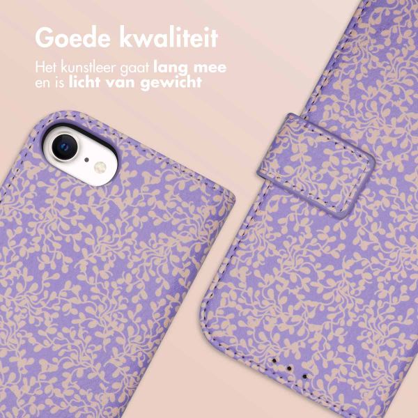 imoshion Design Bookcase iPhone SE (2022 / 2020) / 8 / 7 / 6(s) - Purple White Flowers