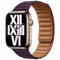 Apple Leather Link Apple Watch Series 1 t/m 9 / SE (38/40/41 mm) | Series 10 / 11 (42 mm) - Maat M/L - Dark Cherry