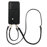 Selencia Sera Telefoonhoes met Koord en Envelop Pashouder Samsung Galaxy S25 FE - Zwart