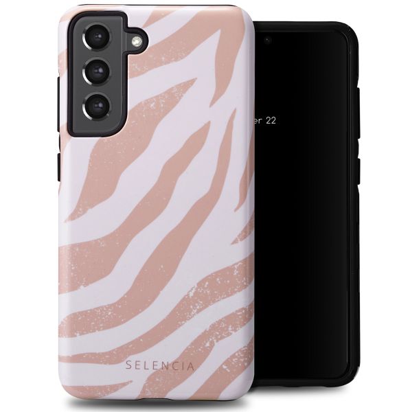 Selencia Vivid Tough Backcover Samsung Galaxy S21 FE - Colorful Zebra Old Pink