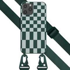 Selencia Siliconen design hoesje met afneembaar koord Apple iPhone 12 Pro Max - Irregular Check Green