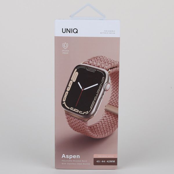 Uniq Aspen Braided bandje Apple Watch Series 1 t/m 10 / SE / Ultra (2) (44/45/46/49 mm) - Grapefruit Pink