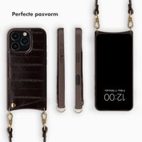 Selencia Nova Real Leather Backcover met Koord en Pashouder Apple iPhone 16 Pro - Dark Chocolate