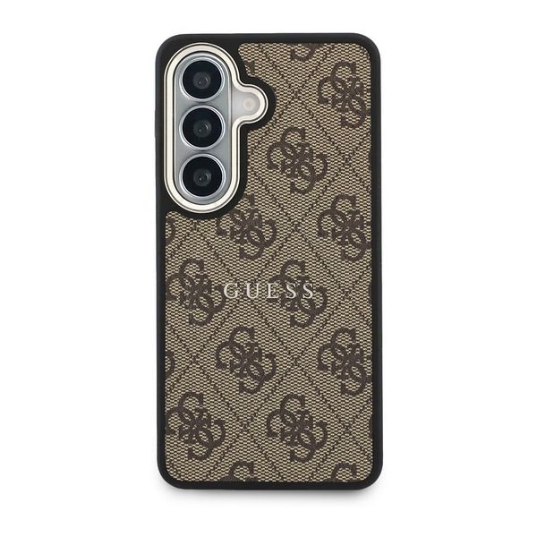 Guess 4G Leather Backcover met MagSafe Samsung Galaxy S26 - Gold Edge - Brown