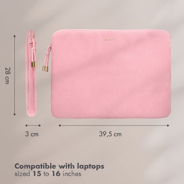 Selencia Corduroy Laptop hoes 15-16 inch - Laptopsleeve - Soft Blush