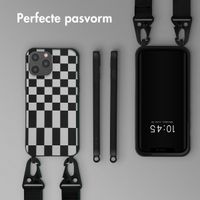 Selencia Siliconen design hoesje met afneembaar koord Apple iPhone 12 Pro Max - Irregular Check Black