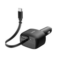 Belkin BoostCharge Autolader met uittrekbare kabel USB-C/USB-A 75W - Zwart