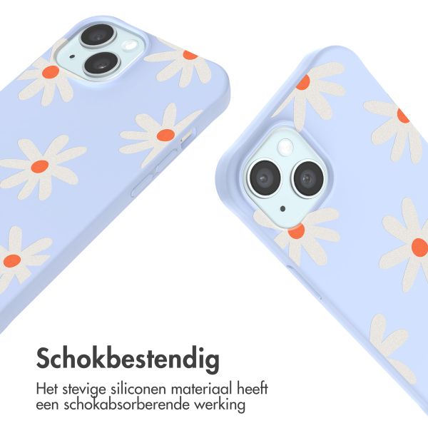 imoshion Siliconen design hoesje met koord Apple iPhone 15 - Lila Flower Distance