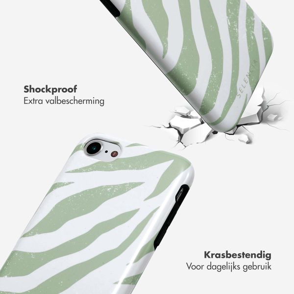 Selencia Vivid Tough Backcover iPhone SE (2022 / 2020) / 8 / 7 / 6(s) - Colorful Zebra Sage Green