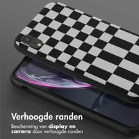 Selencia Siliconen design hoesje met afneembaar koord Apple iPhone Xr - Irregular Check Black