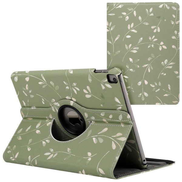 imoshion 360° Draaibare Design Bookcase iPad 9 (2021) / iPad 8 (2020) / iPad 7 (2019) 10.2 inch - Green Flowers