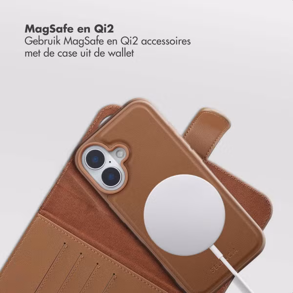 Selencia Olyn Uitneembare Bookcase met MagSafe Apple iPhone 16 - Bruin