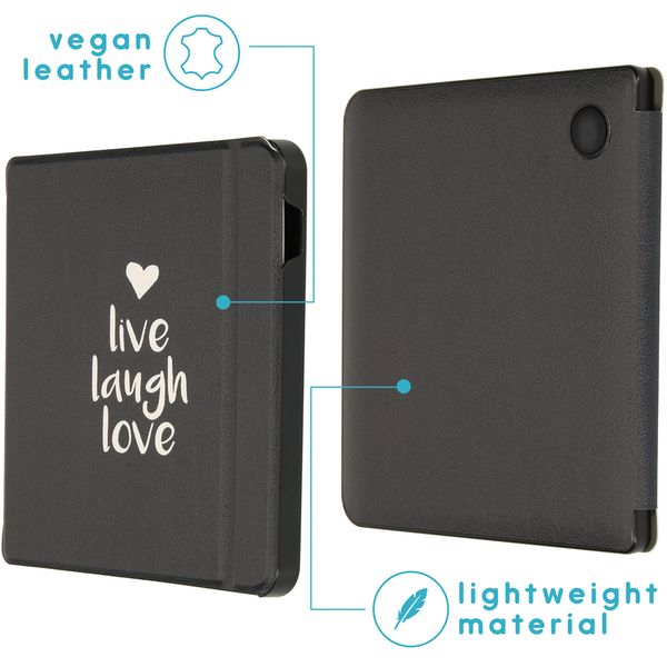 imoshion Design Slim Hard Case Sleepcover met stand Kobo Libra H2O - Live Laugh Love