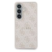 Guess 4G Leather Backcover met MagSafe Samsung Galaxy S26 - Gold Edge - Pink