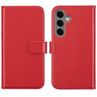 Selencia Echt Leren Bookcase Samsung Galaxy S25 - Rood