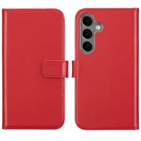 Selencia Echt Lederen Bookcase Samsung Galaxy S25 - Rood