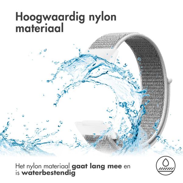 imoshion Nylon bandje Fitbit Charge 5 - Maat L - Lichtgrijs
